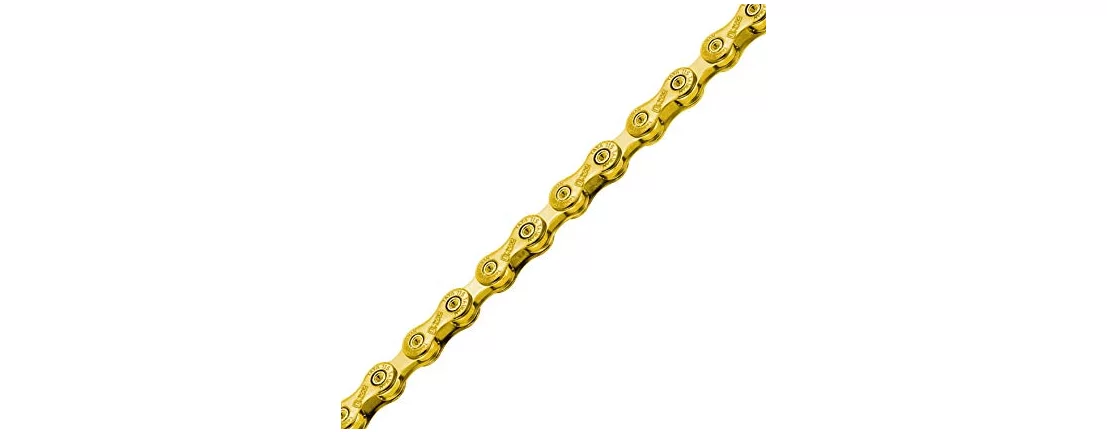 TAYA Onze 11 Ultralight Speed Bike Chain / Цепь 11 скоростная золотая 1\2" x 5\64" фото