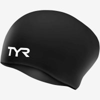 TYR Long Hair Wrinkle-Free Silicone Cap Black / Шапочка для длинных волос силиконовая фото 1