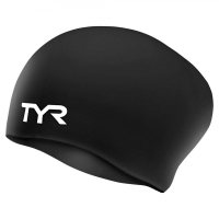 TYR Long Hair Wrinkle-Free Silicone Cap Black / Шапочка для длинных волос силиконовая фото