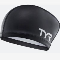 TYR Long Hair Silicone Comfort Swim Cap Black / Шапочка плавательная для длинных волос фото 1