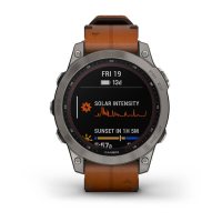 Fenix 7 Sapphire Solar титановый серый с коричневым кожаным ремешком  фото 1