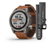 Fenix 7 Sapphire Solar титановый серый с коричневым кожаным ремешком  фото 5