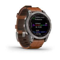 Fenix 7 Sapphire Solar титановый серый с коричневым кожаным ремешком  фото 3