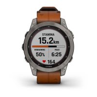 Fenix 7 Sapphire Solar титановый серый с коричневым кожаным ремешком  фото 6