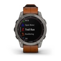 Fenix 7 Sapphire Solar титановый серый с коричневым кожаным ремешком  фото 9