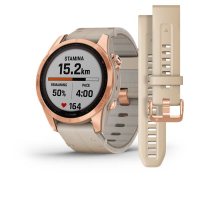 Fenix 7s Sapphire Solar титановый цвета розовое золото с песчаным кожаным ремешком  фото 3