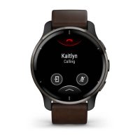 Venu 2 Plus серый с серым безелем и кожаным ремешком  фото 1