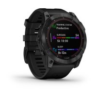 Garmin Fenix 7X Sapphire Solar титановый черный DLC с силиконовым ремешком фото 1