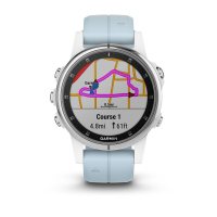 Garmin Fenix 5s Plus белый, с голубым ремешком фото 7