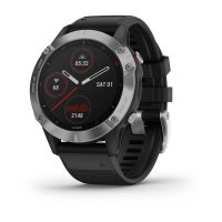 Garmin Fenix 6 серебристый с черным ремешком фото