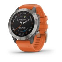 Garmin Fenix 6 Sapphire титановый с оранжевым ремешком фото