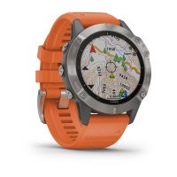 Garmin Fenix 6 Sapphire титановый с оранжевым ремешком фото 1