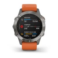 Garmin Fenix 6 Sapphire титановый с оранжевым ремешком фото 2