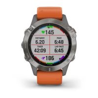 Garmin Fenix 6 Sapphire титановый с оранжевым ремешком фото 4