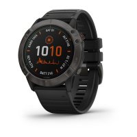 Garmin Fenix 6X Pro Solar титановый серый DLC с черным ремешком фото