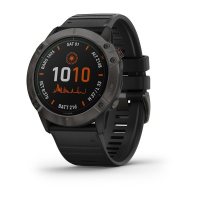 Garmin Fenix 6X Pro Solar титановый серый DLC с черным ремешком фото 2