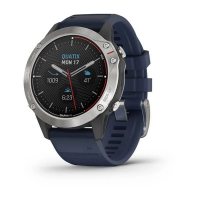 Garmin Quatix 6 серые с синим ремешком фото