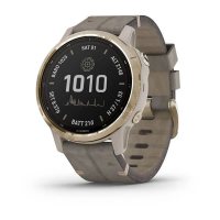 Garmin Fenix 6s Pro Solar золотистый с серым замшевым ремешком фото 1