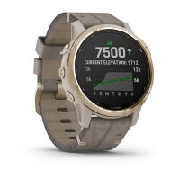 Garmin Fenix 6s Pro Solar золотистый с серым замшевым ремешком фото 2