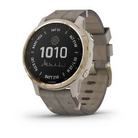 Garmin Fenix 6s Pro Solar золотистый с серым замшевым ремешком фото 2