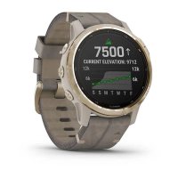 Garmin Fenix 6s Pro Solar золотистый с серым замшевым ремешком фото 3
