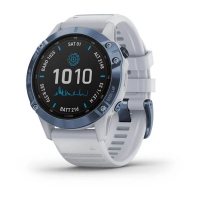 Garmin Fenix 6 Pro Solar синий минерал с белым ремешком фото