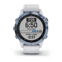 Garmin Fenix 6 Pro Solar синий минерал с белым ремешком фото 2