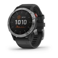 Garmin Fenix 6 Solar серебристый с черным ремешком фото