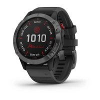 Garmin Fenix 6 Pro Solar Cерый с черным ремешком / Смарт-часы беговые с GPS, HR и Garmin Pay фото 1