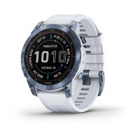 Garmin Fenix 7 Sapphire Solar титановый синий минерал DLC с белым ремешком  фото