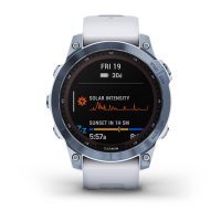 Garmin Fenix 7 Sapphire Solar титановый синий минерал DLC с белым ремешком  фото 1