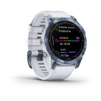 Garmin Fenix 7 Sapphire Solar титановый синий минерал DLC с белым ремешком  фото 2