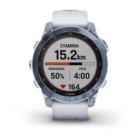 Garmin Fenix 7 Sapphire Solar титановый синий минерал DLC с белым ремешком  фото 5