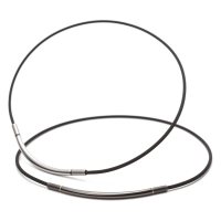 Phiten Rakuwa Necklace Metax Round Silver Black / Ожерелье фото