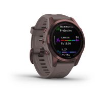 Garmin Fenix 7s Sapphire Solar титановый темно-бронзовый с сланцево-серым силиконовым ремешком  фото 1