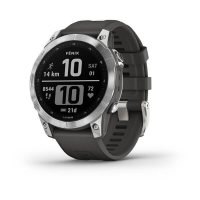 Garmin Fenix 7 серебристый с графитовым силиконовым ремешком / Спортивные часы фото