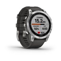 Garmin Fenix 7 серебристый с графитовым силиконовым ремешком / Спортивные часы фото 1