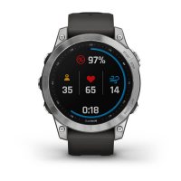 Garmin Fenix 7 серебристый с графитовым силиконовым ремешком / Спортивные часы фото 2