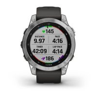 Garmin Fenix 7 серебристый с графитовым силиконовым ремешком / Спортивные часы фото 6