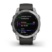 Garmin Fenix 7 серебристый с графитовым силиконовым ремешком / Спортивные часы фото 7