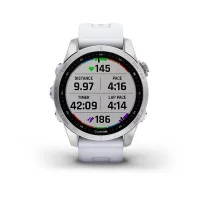 Garmin Fenix 7s серебристый с белым силиконовым ремешком  фото 6