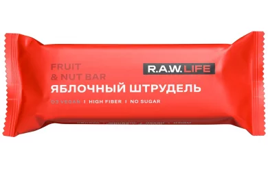 R.A.W. Life Яблочный Штрудель 47g/ Энергетический батончик