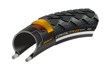 Покрышка Continental CONTACT Plus, 28x1 1/4 x 1 3/4, 32-622, чёр./чёр. Reflex, SafetyPlus Breaker – 