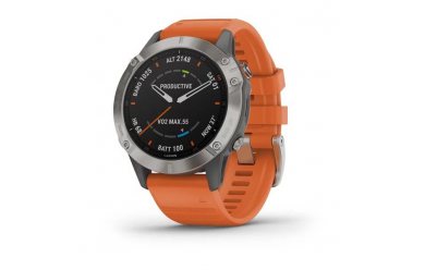 Garmin Fenix 6 Sapphire титановый с оранжевым ремешком