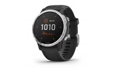 Garmin Fenix 6s Solar серебристый с черным ремешком