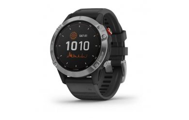 Garmin Fenix 6 Solar серебристый с черным ремешком