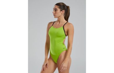 TYR Solid Cutoutfit Green / Купальник слитный