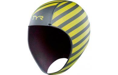 TYR Hi-Vis Neoprene Swim Cap Yellow Black / Шапочка для плавания