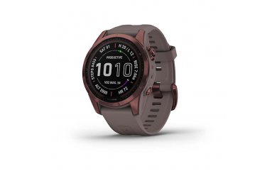 Garmin Fenix 7s Sapphire Solar титановый темно-бронзовый с сланцево-серым силиконовым ремешком 