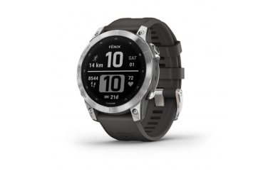 Garmin Fenix 7 серебристый с графитовым силиконовым ремешком / Спортивные часы